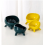 Manufacturer wholesale green yellow ceramic dog cat bowl stable
