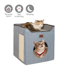 wholesale manufacturer functional foldable cat bed house with scratch