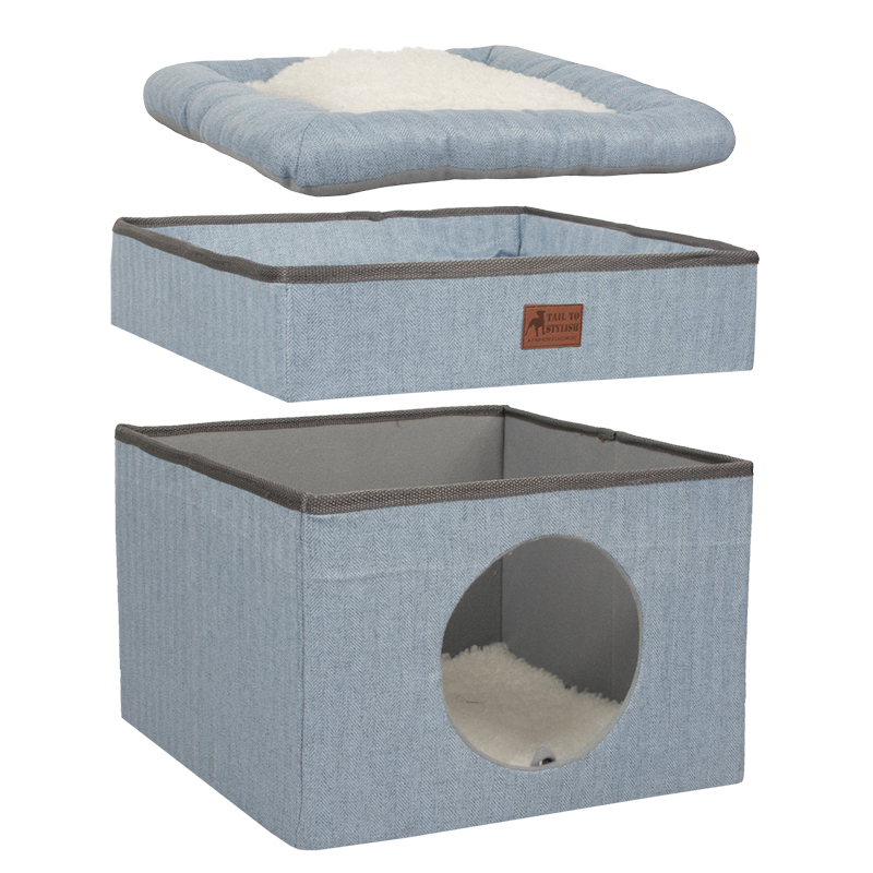 wholesale manufacturer functional foldable cat bed house with scratch