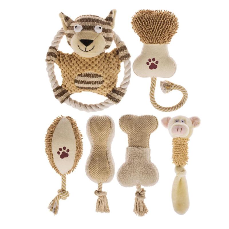 Manufacturer wholesale OEM custom logo plush rope cute bite resistance toys set for dog funny play