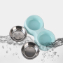 Manufacturer wholesale green blue pink detachable straw dog two stainless steel bowls
