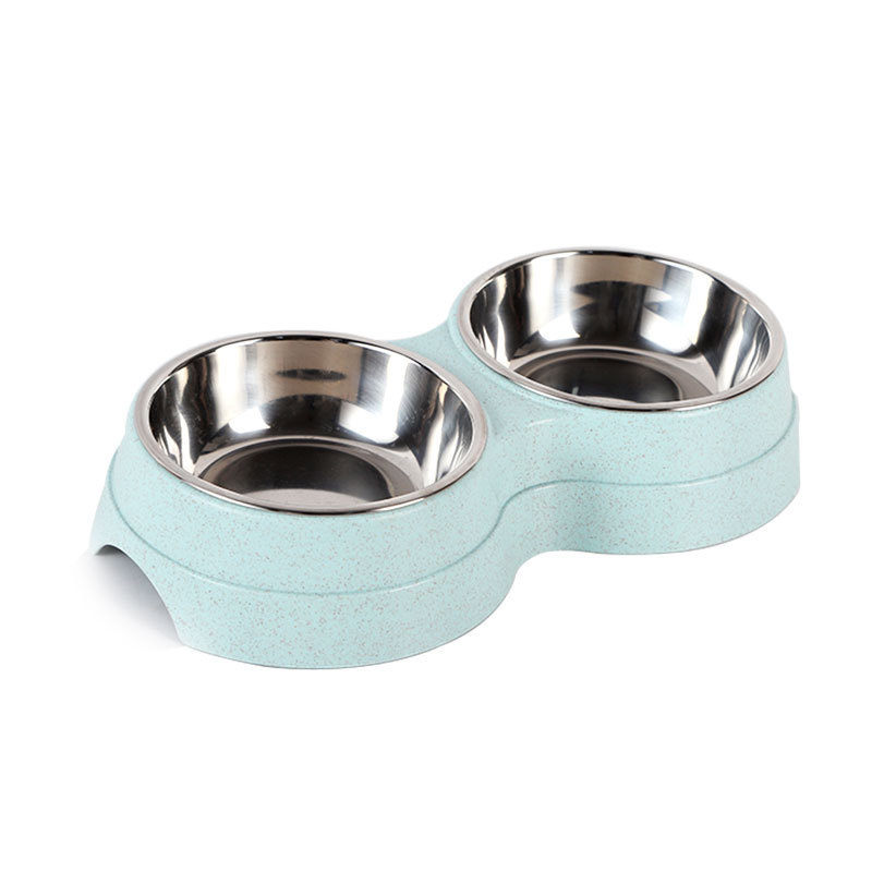 Manufacturer wholesale green blue pink detachable straw dog two stainless steel bowls