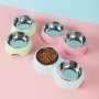 Manufacturer wholesale green blue pink detachable straw dog two stainless steel bowls