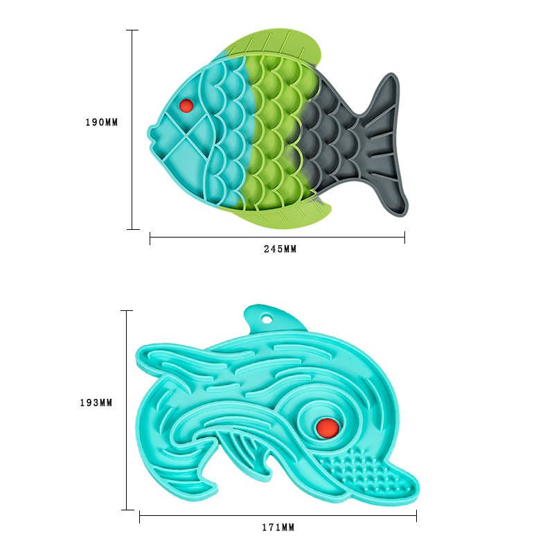 Manufacturer wholesale silicone slow feeder pad dog lick mat fish dolphin design