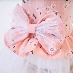 Manufacturer wholesale pink grey sun flower hand made bowknot pet clothes dog dress