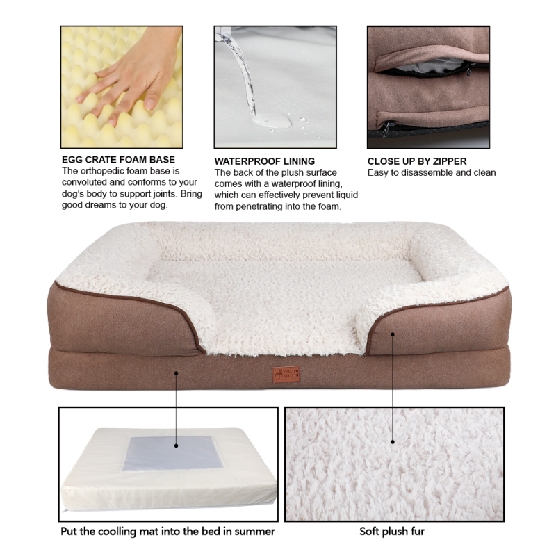 Manufacturer wholesale custom logo luxury washable dog large bed egg foam