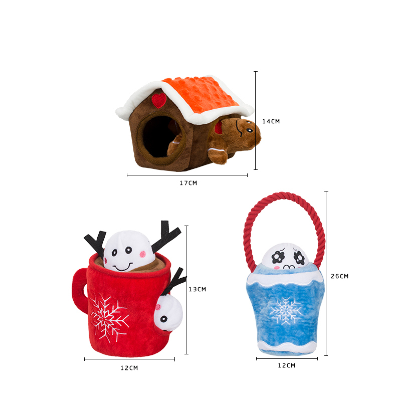 Manufacturer wholesale christmas plush dog three toys set