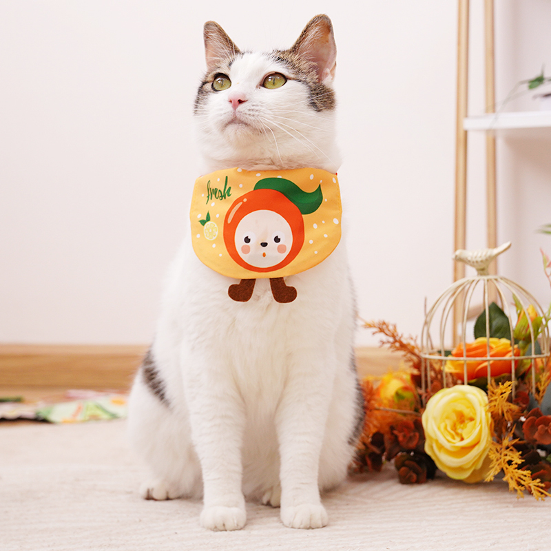 Manufacturer wholesale custom cotton fruit design cat accessories dog bandana collar