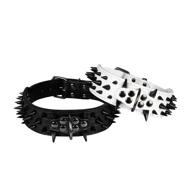 Manufacturer wholesale multi-colors leather dog collar spike design
