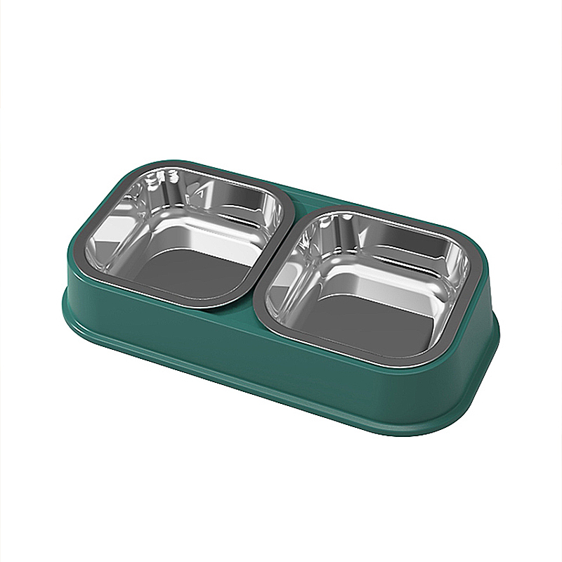 Manufacturer wholesale detachable plastic stainless steel cat pet dog two bowls