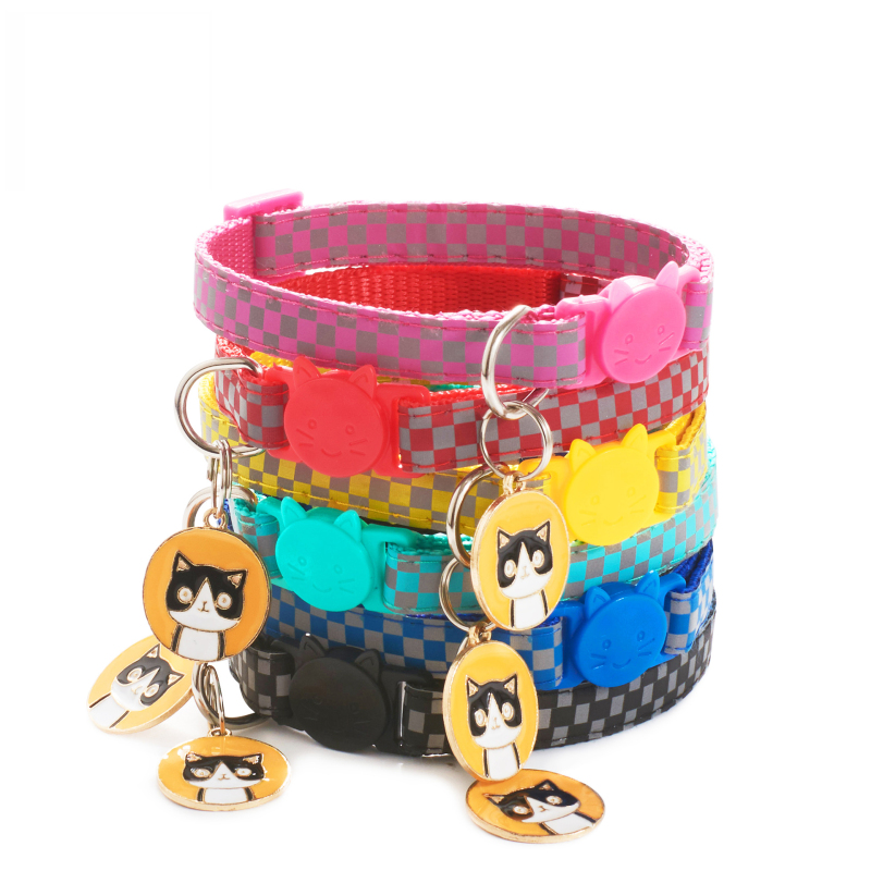 Manufacturer wholesale multi-colors cat collar reflective plaid