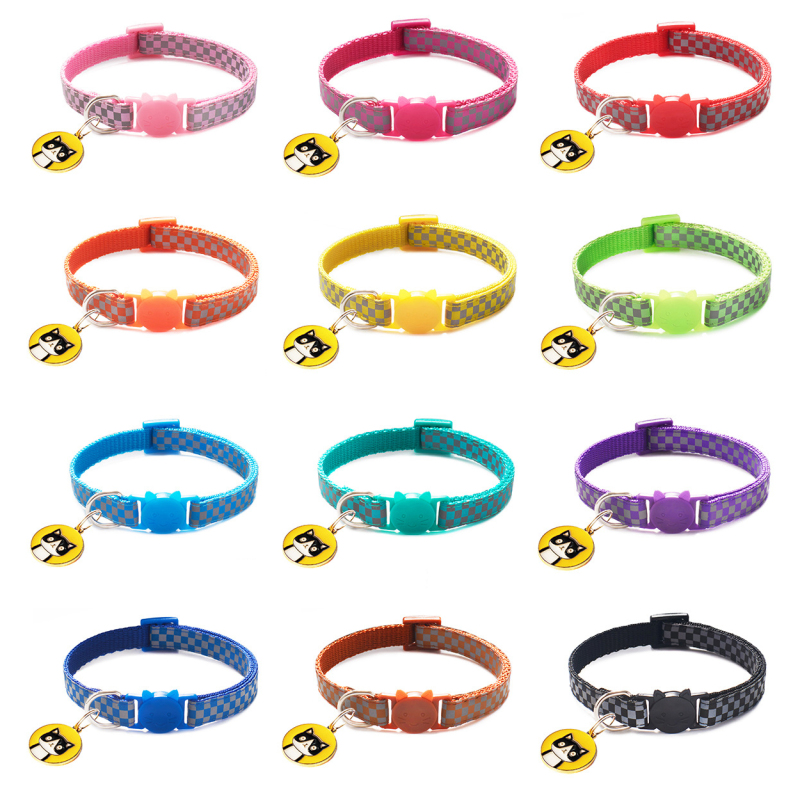 Manufacturer wholesale multi-colors cat collar reflective plaid