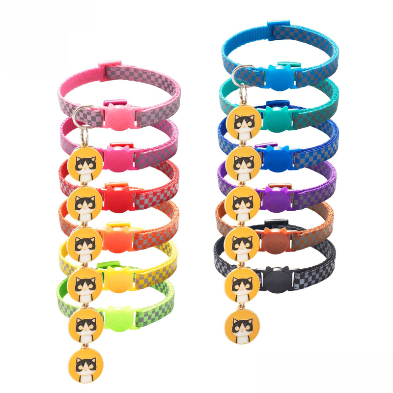Manufacturer wholesale multi-colors cat collar reflective plaid