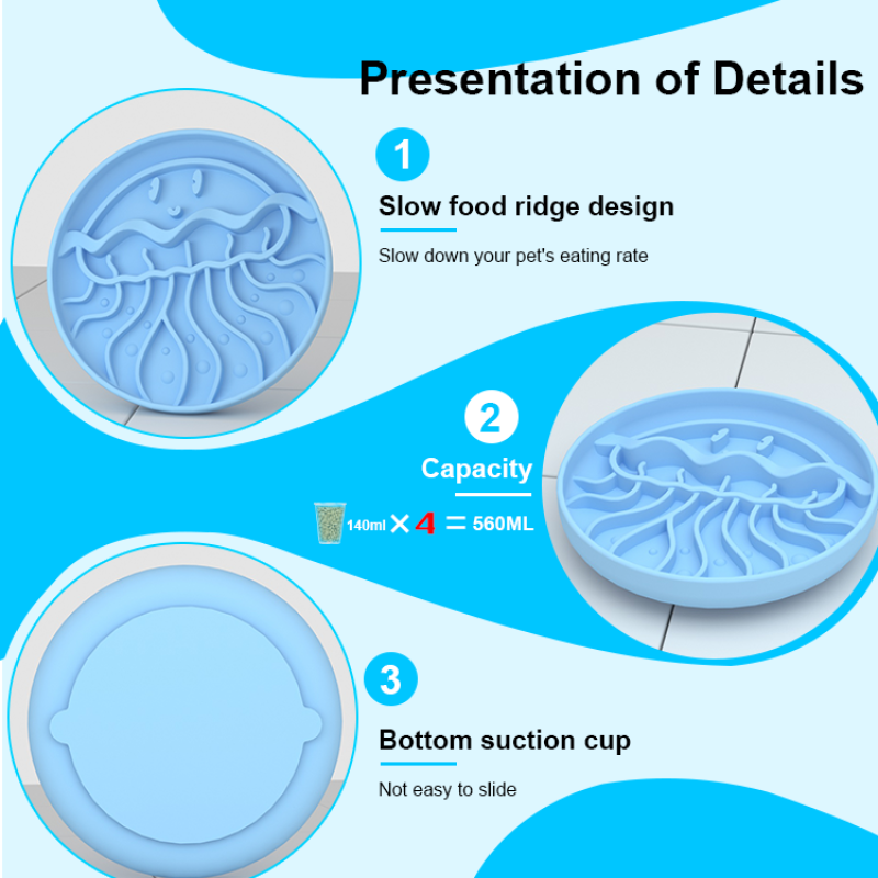 Manufacturer Wholesale Custom Logo Silicone Slow Feeder Dog Lick Mat Jellyfish Design