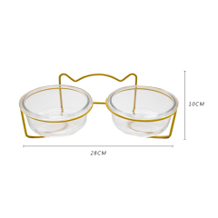 Manufacturer wholesale black gold cat dog bowl glass material