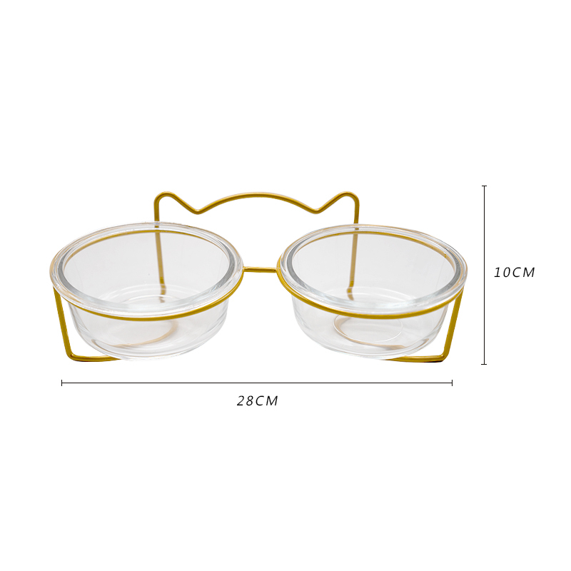Manufacturer wholesale black gold cat dog bowl glass material