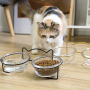 Manufacturer wholesale black gold cat dog bowl glass material