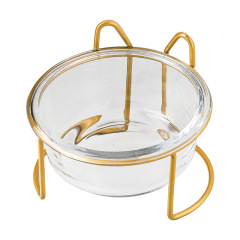 Manufacturer wholesale black gold cat dog bowl glass material