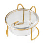 Manufacturer wholesale black gold cat dog bowl glass material