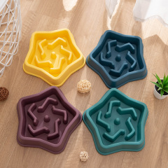 Manufacturer wholesale purple blue green yellow plastic slow feeder dog bowl star design