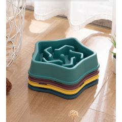 Manufacturer wholesale purple blue green yellow plastic slow feeder dog bowl star design