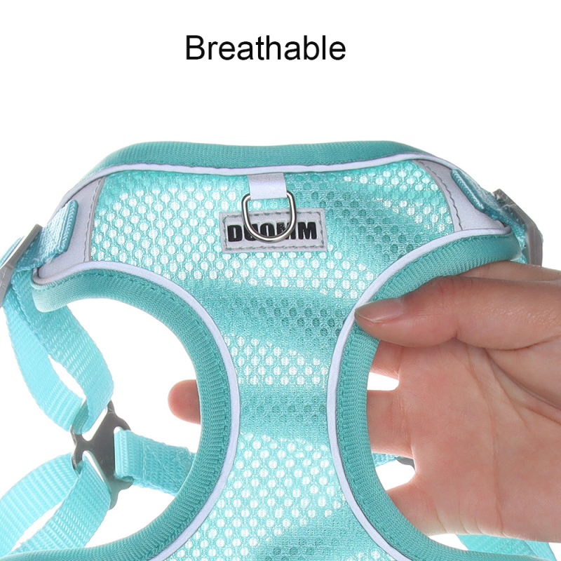 Manufacturer wholesale cheap breathable reflective stripe dog harness with leash set
