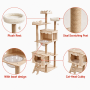 Wholesale Customized Beige Wood Large Cat Tree Tower