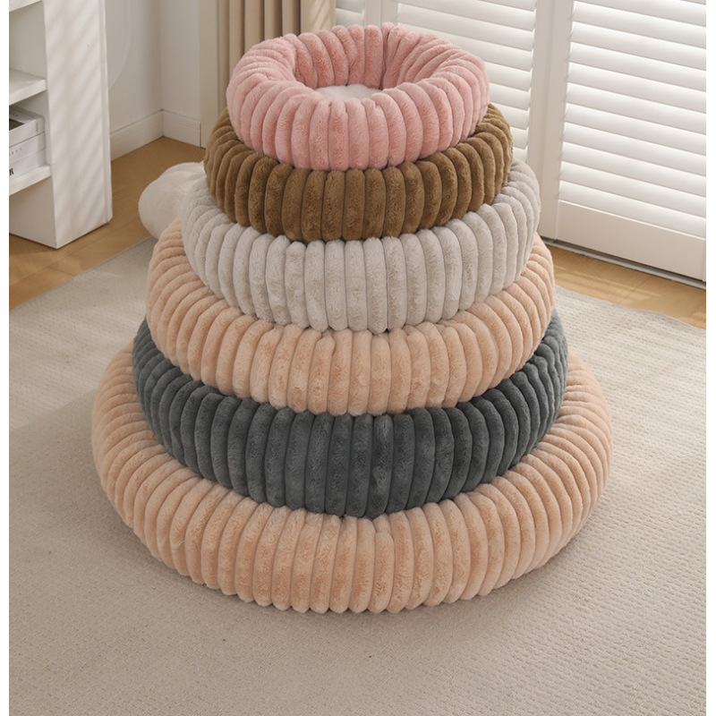 Wholesale Custom Logo Plush Pet Product Round Cat Bed for Dog