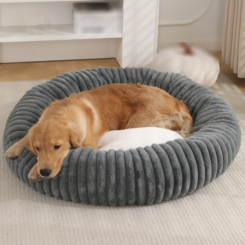 Wholesale Custom Logo Plush Pet Product Round Cat Bed for Dog