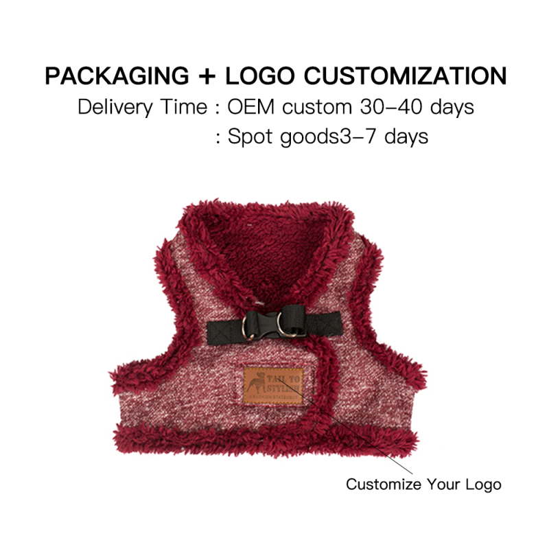 Manufacturer wholesale custom logo pet product plush dog harness vest