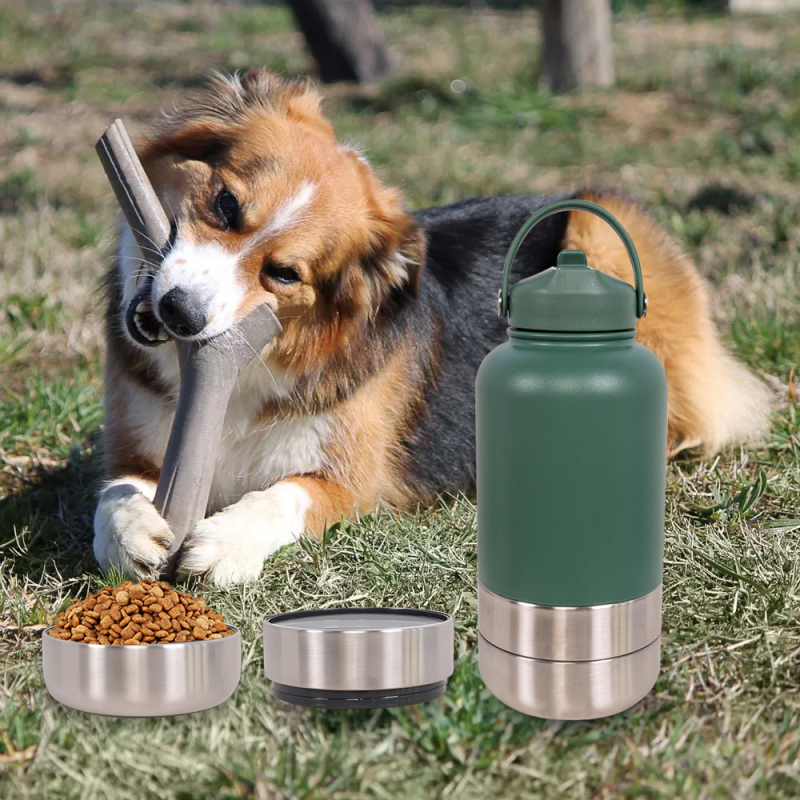 Wholesale Stainless Steel Travel Portable Detachable Dog Water Food Bottle