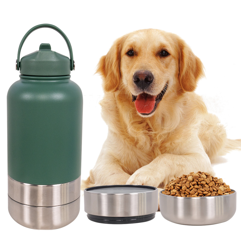 Wholesale Stainless Steel Travel Portable Detachable Dog Water Food Bottle