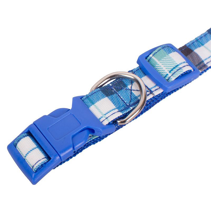 Manufacturer wholesale adjustable pink blue orange pet dog plaid nylon collar