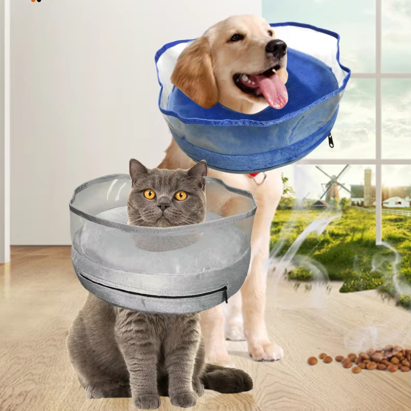Wholesale Blue Grey PVC Pet Cat Dog Inflatable Collar