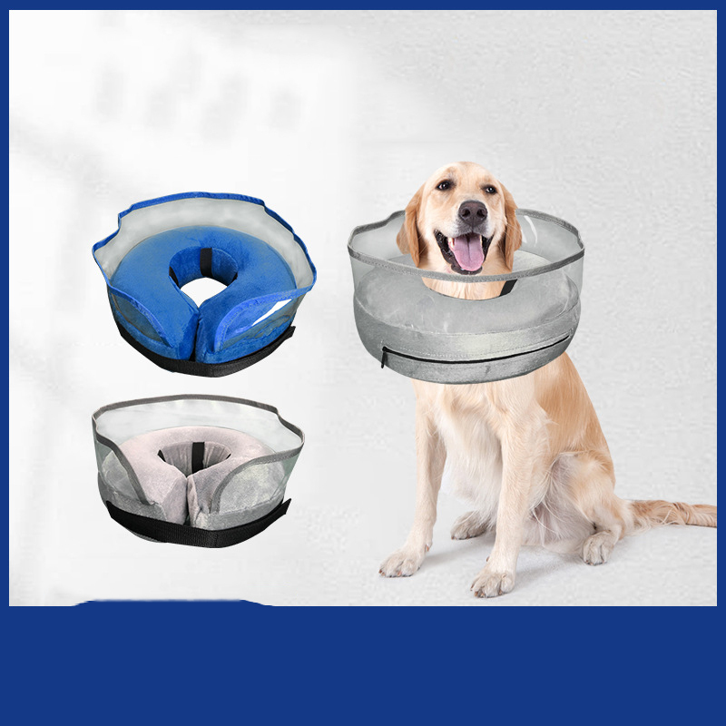 Wholesale Blue Grey PVC Pet Cat Dog Inflatable Collar