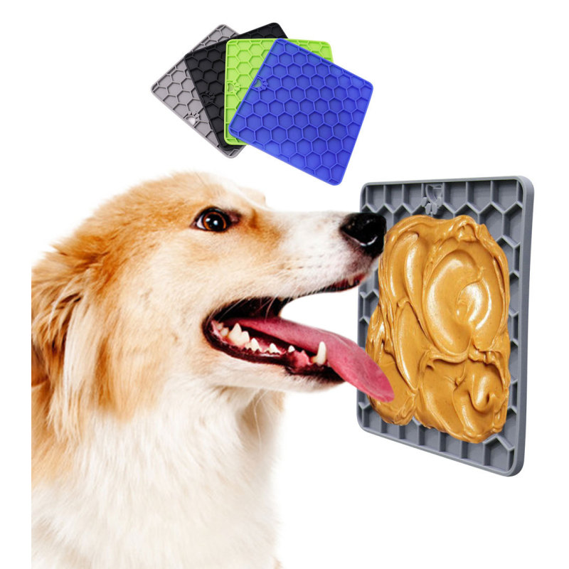 Manufacturer wholesale blue green black grey silicone dog slow feeder mat stick on the wall