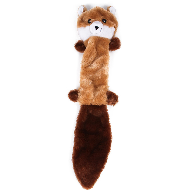 Manufacturer wholesale no stuffing squeaky fox squirrel raccoon bear dog plush toys