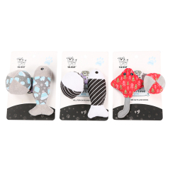 Manufacturer wholesale three pattern black blue red cat plush fish ball toys set