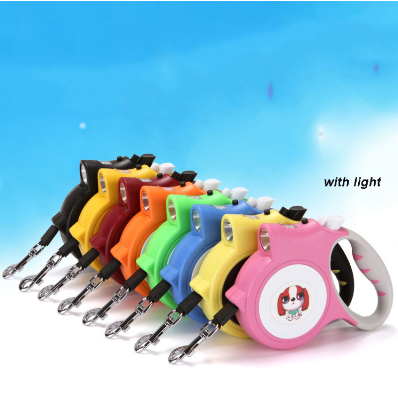 Manufacturer wholesale custom logo dog automatic retractable leash with light