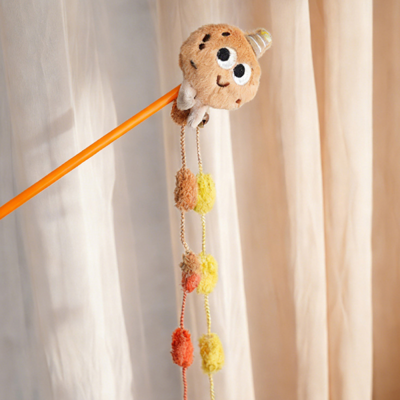 Wholesale Cute Plastic Plush Teaser Cat Stick Toy