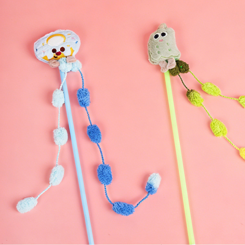 Wholesale Cute Plastic Plush Teaser Cat Stick Toy