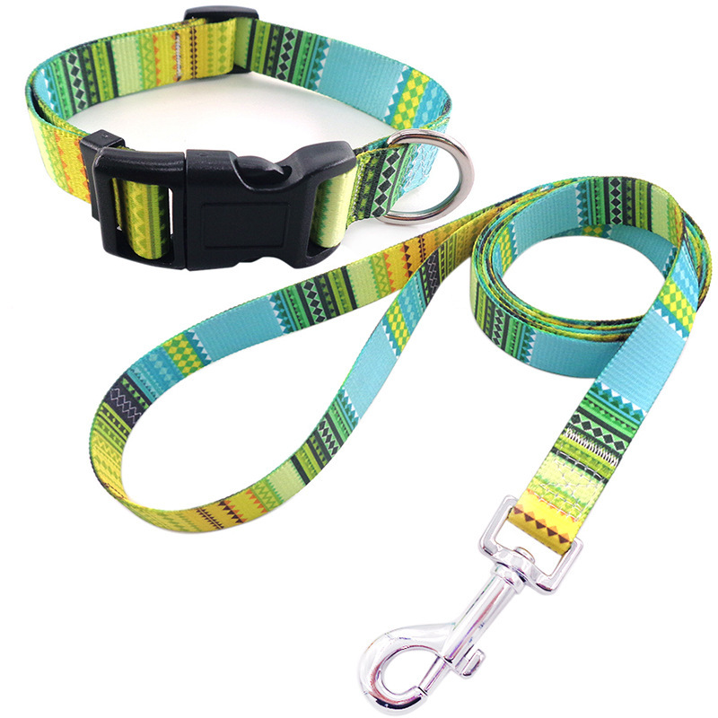 Manufacturer wholesale multi-pattern bohemian folk style adjustable dog collar and leash set