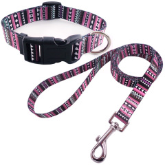 Manufacturer wholesale multi-pattern bohemian folk style adjustable dog collar and leash set