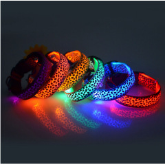 Manufacturer wholesale charge battery adjustable LED dog collar leopard design