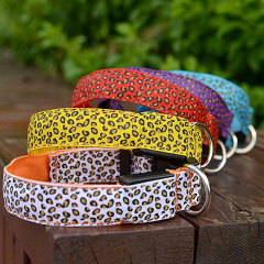 Manufacturer wholesale charge battery adjustable LED dog collar leopard design