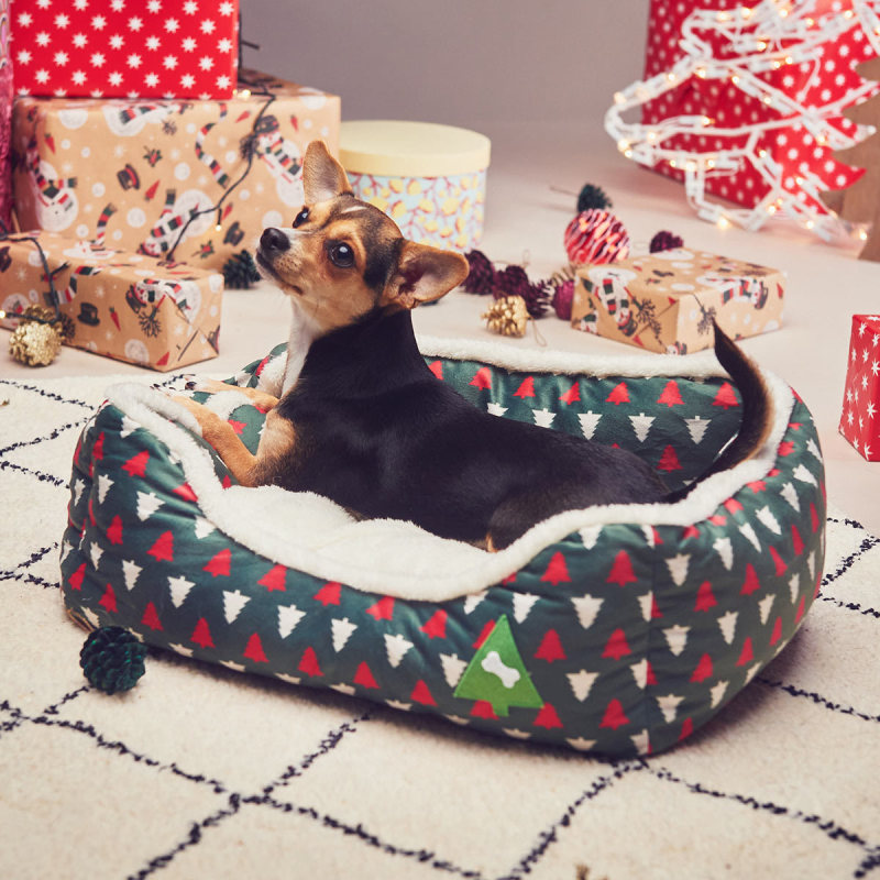 Manufacturer wholesale red green warm dog beds christmas