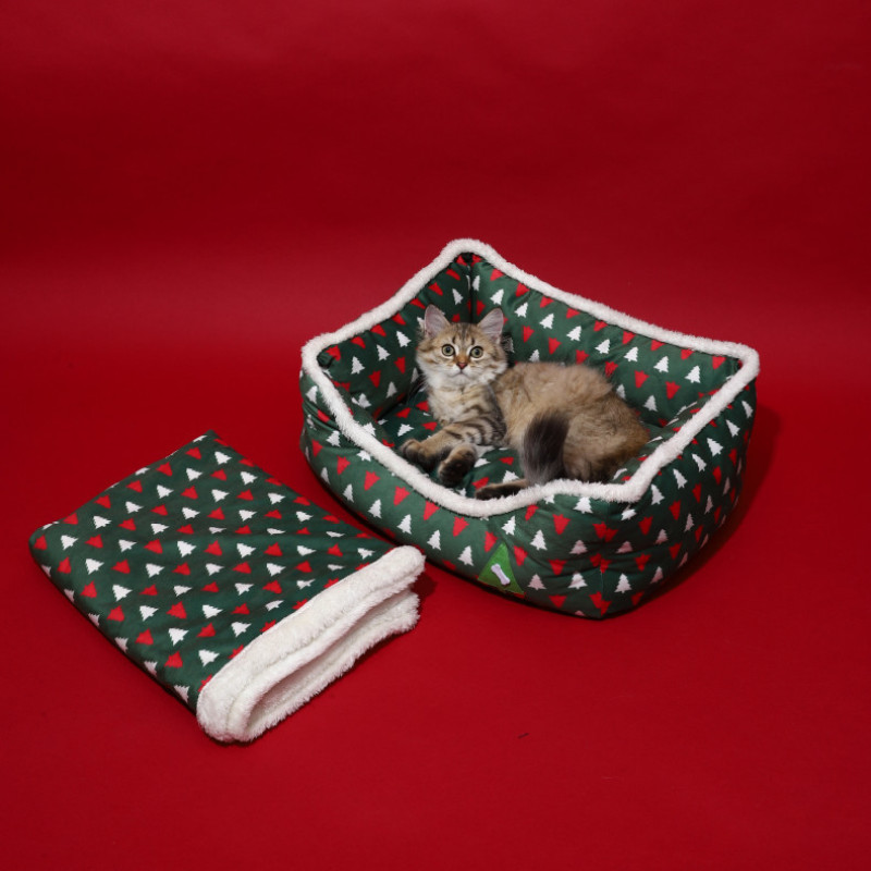 Manufacturer wholesale red green warm dog beds christmas