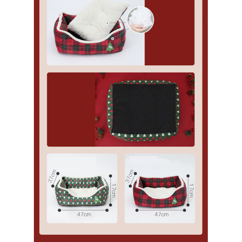 Manufacturer wholesale red green warm dog beds christmas