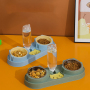 Manufacturer wholesale pet product plastic dog two bowls with water bottle dispenser