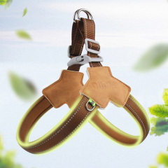Wholesale Reflective Stripe Leather Dog Harness Sheepskin Fabric